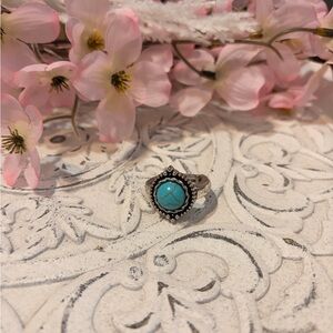 Turquoise Silver Women's Ring Set